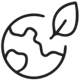 Icon of Plant Based which is Earth with a leaf growing out of it